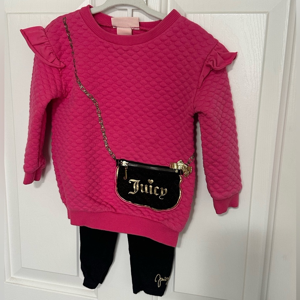 Juicy Couture Fuchsia Quilted Dress with Black Leggings